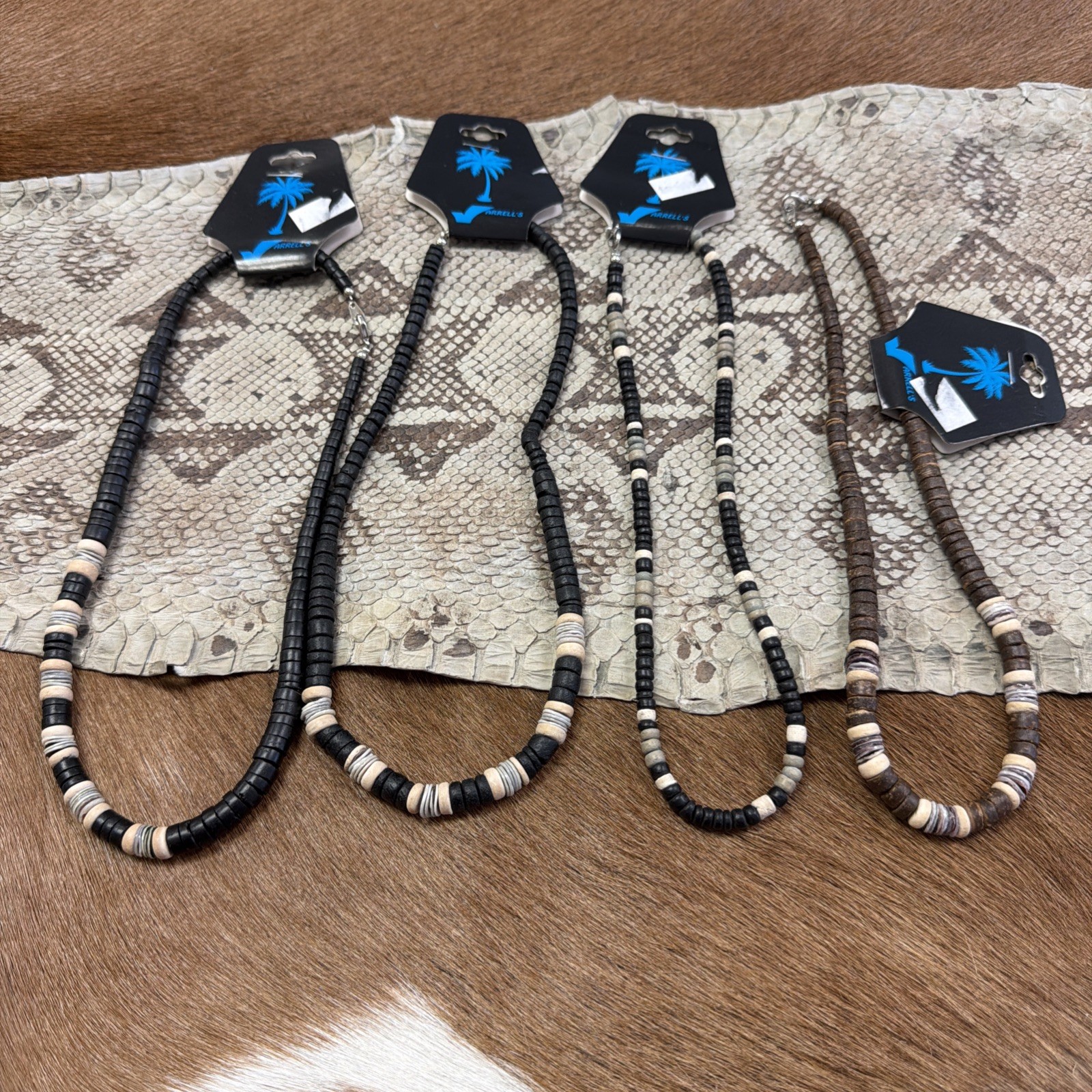 4 Surfer Necklaces Puka Shell Coco Beads Ethnic Tribal +16” Gift new with tags