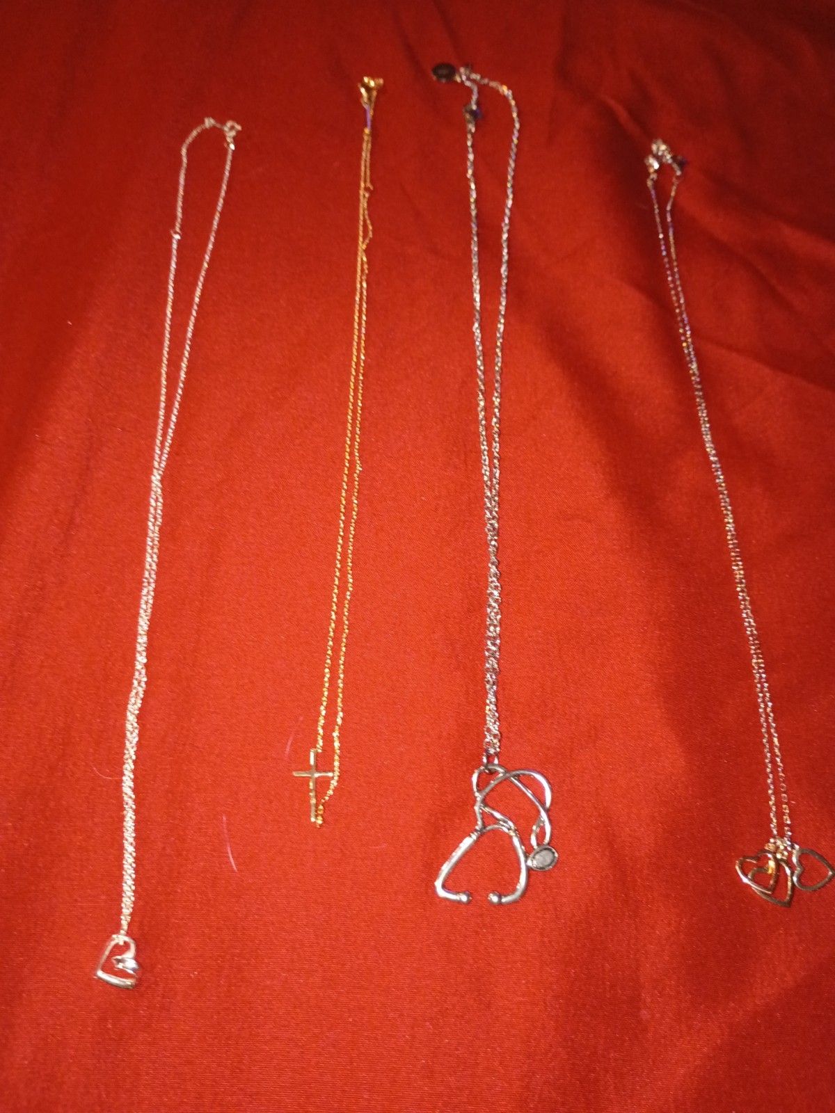 4 Piece Necklace Lot Kate Spade Stethoscope, Unwritten Cross Necklace And Two…