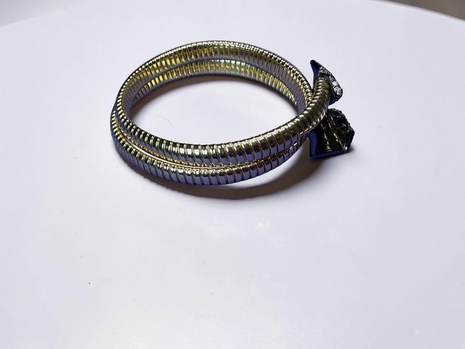 Alexis Bittar Crystal Pave Serpent Snake Coil Wrap Bracelet Gold Ruthenium