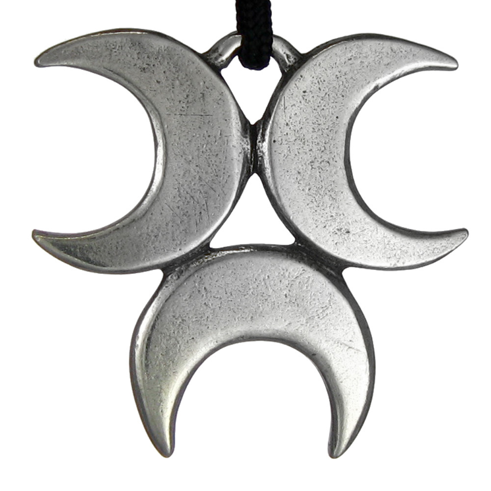 Crescent Triple Moon Goddess Pendant Lunar Jewelry Wiccan Necklace Pagan Pendant