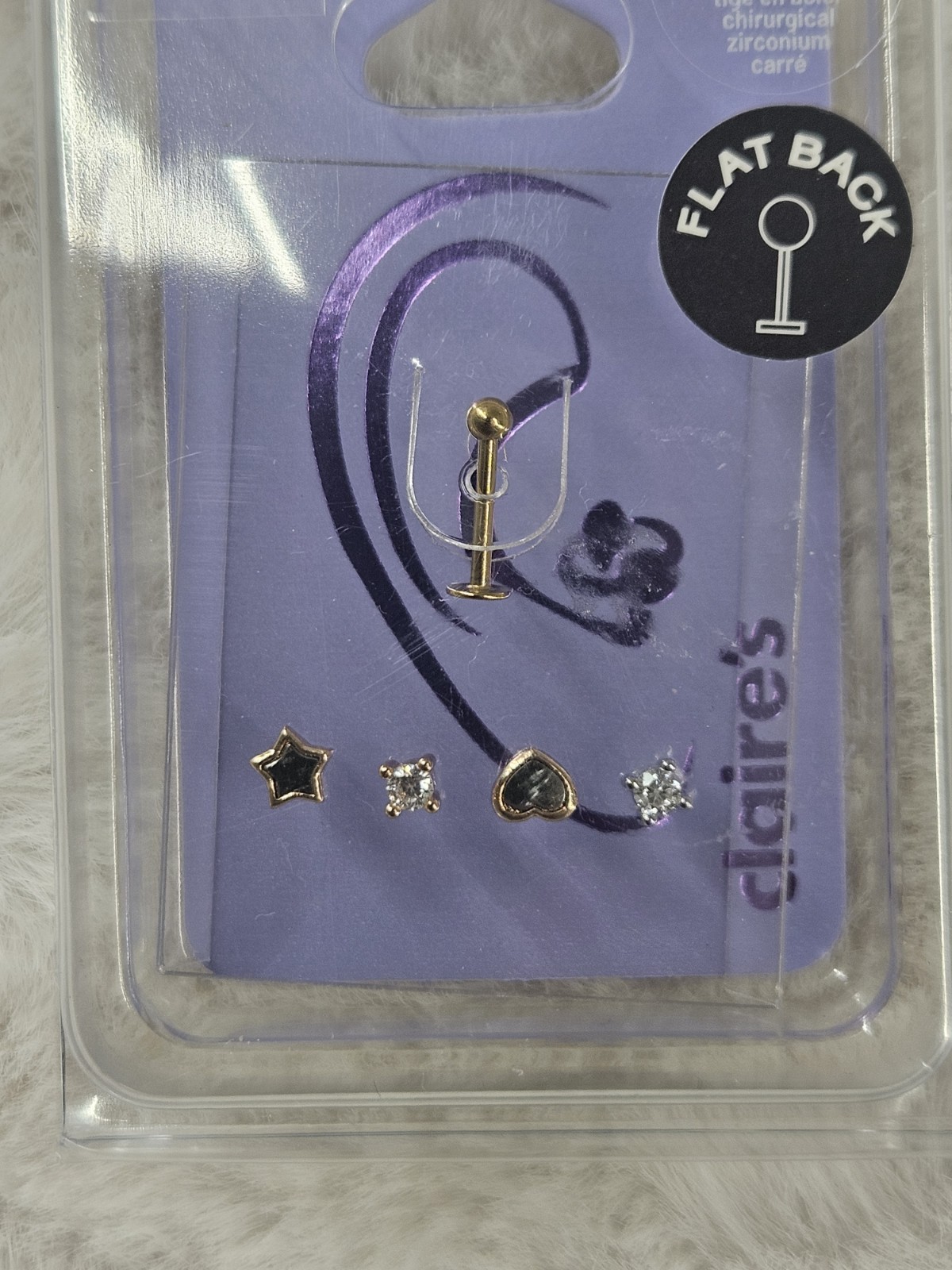 Claire’s Flat Back Cubic Zirconia 18G 1.0mm Earrings Stainless Steel NWT