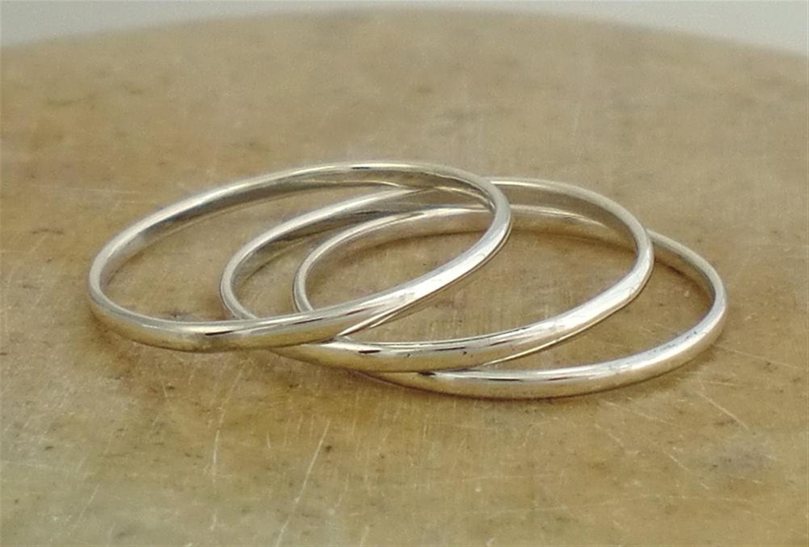 3 x STERLING SILVER 1.0mm WIDE STACKABLE BAND RINGS size 6 style# r1940