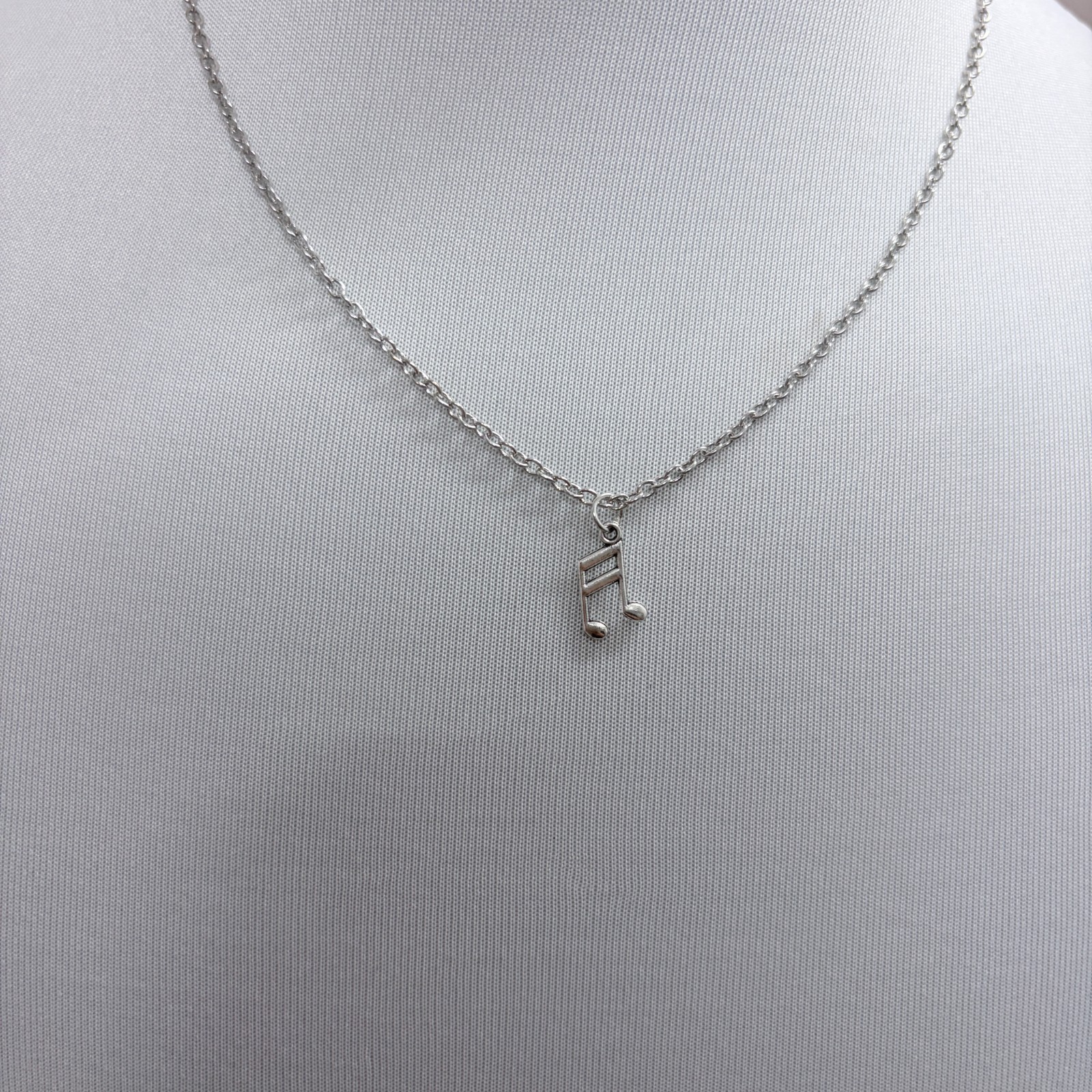 Silver Dainty Music Note Pendant Adjustable Necklace | 16″ + 2″ Extender