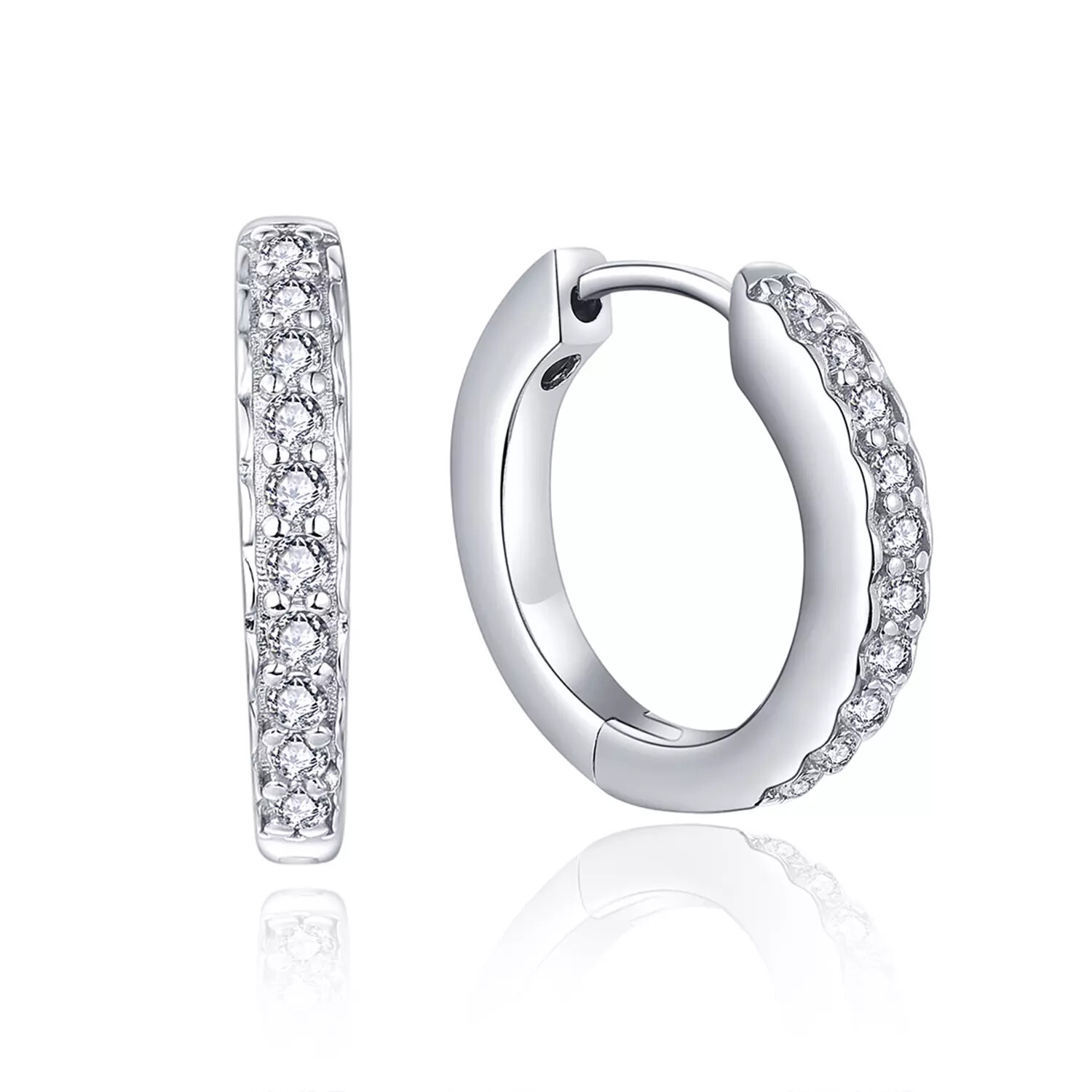 925 Solid Sterling Silver CZ Huggie Hoop Small Earrings For Men & Women USA
