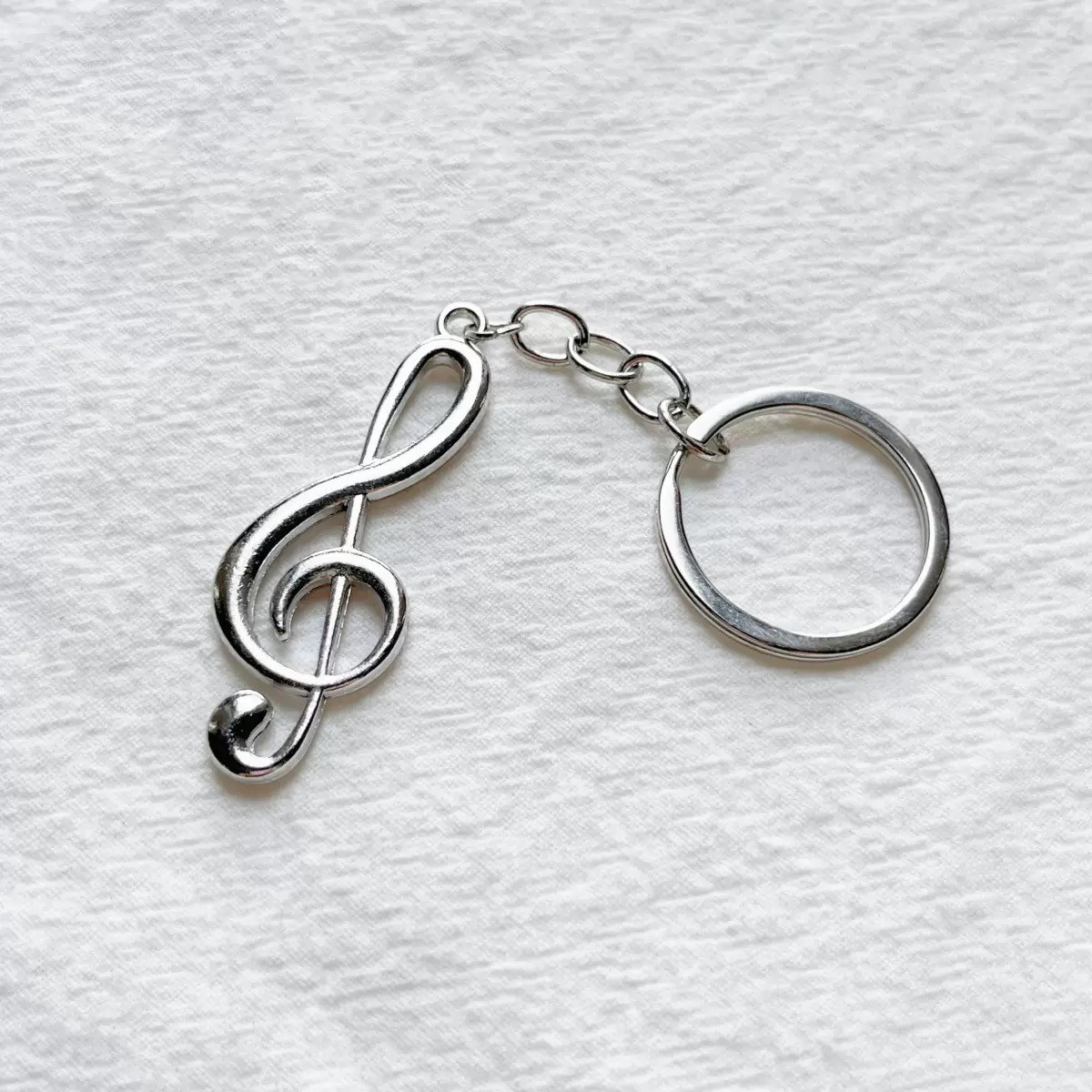 2X Creative Silver Color Music Symbol Metal Keychain Ring Keyring Key Fob