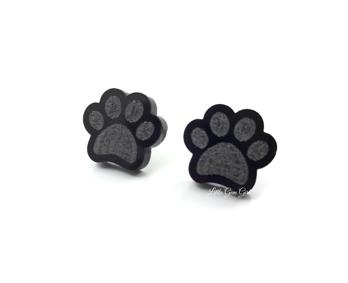 Dog Cat Paw Print Stud Earrings Titanium Surgical Stainless Steel Posts 7 Colors