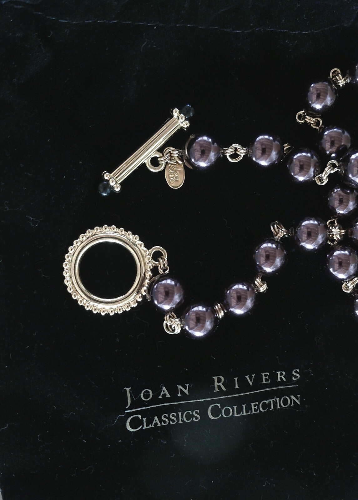 Joan Rivers Purple Faux Pearls w/Toggle Closure with Velvet Dust Bag 36″