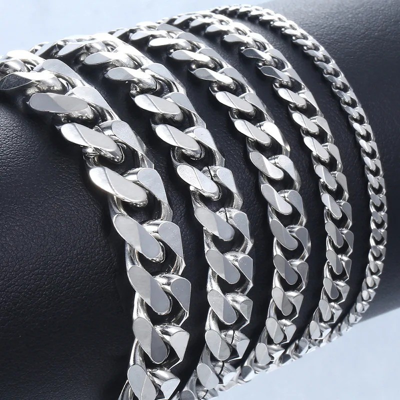1pc Cuban Link Stainless Steel Bracelet – Classic Chain Jewelry for Men & Women