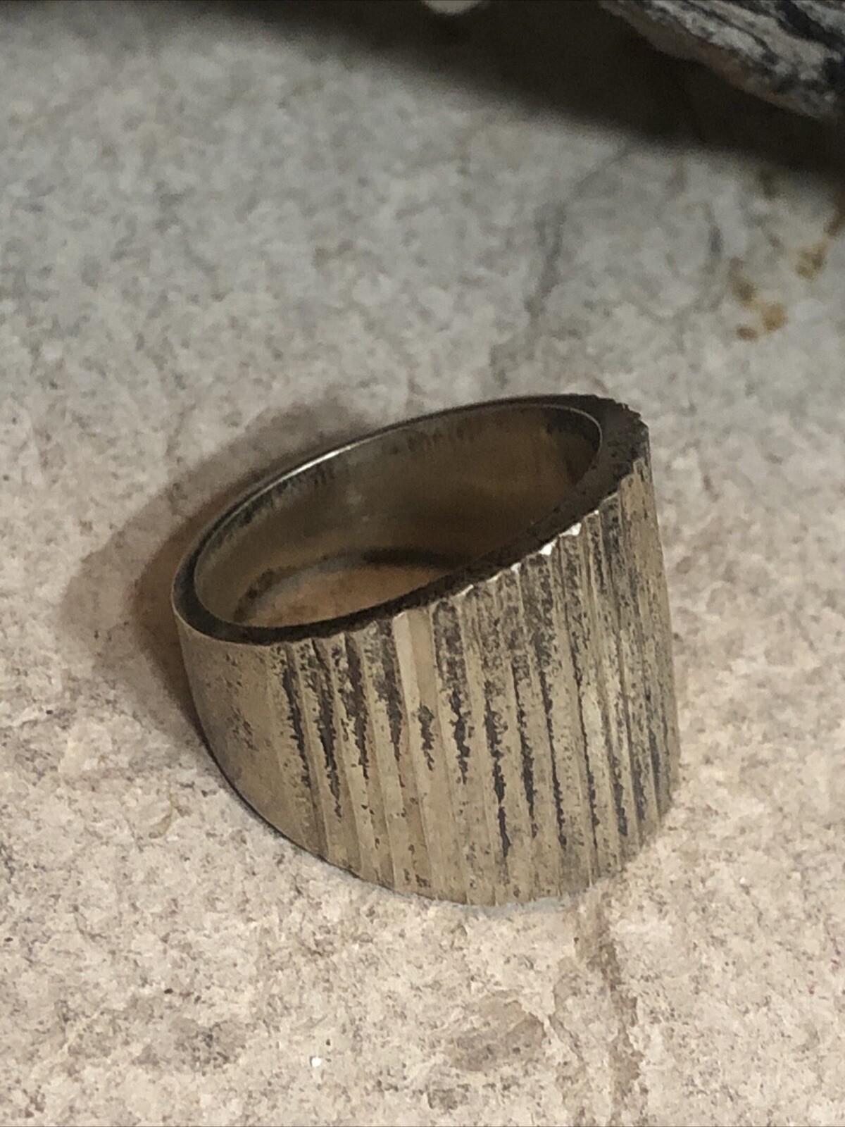 4. Vintage SU 925 Sterling Silver Wide To Narrow Ribbed Ring 7.75s, 13.2g Mexico