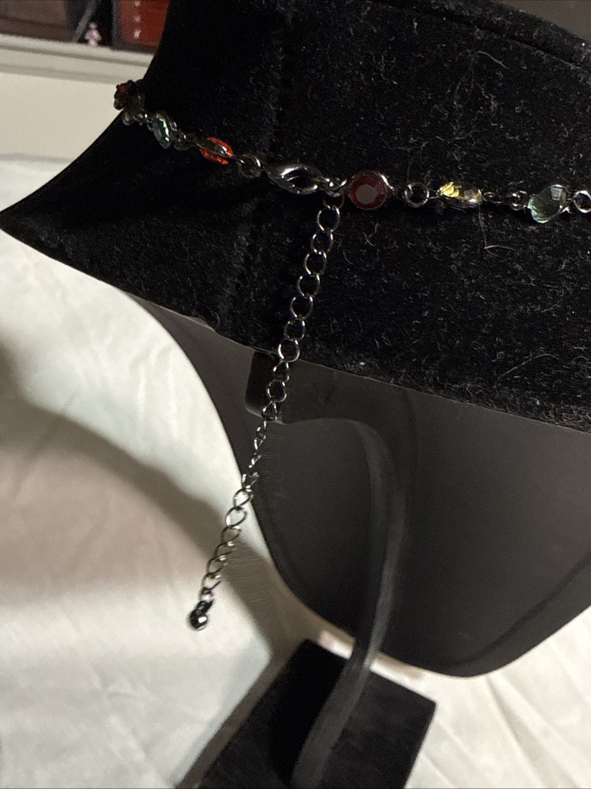 16in Necklace W 2 In Extender. Multi Color Rhinestones W Hot Balloon Pendent New