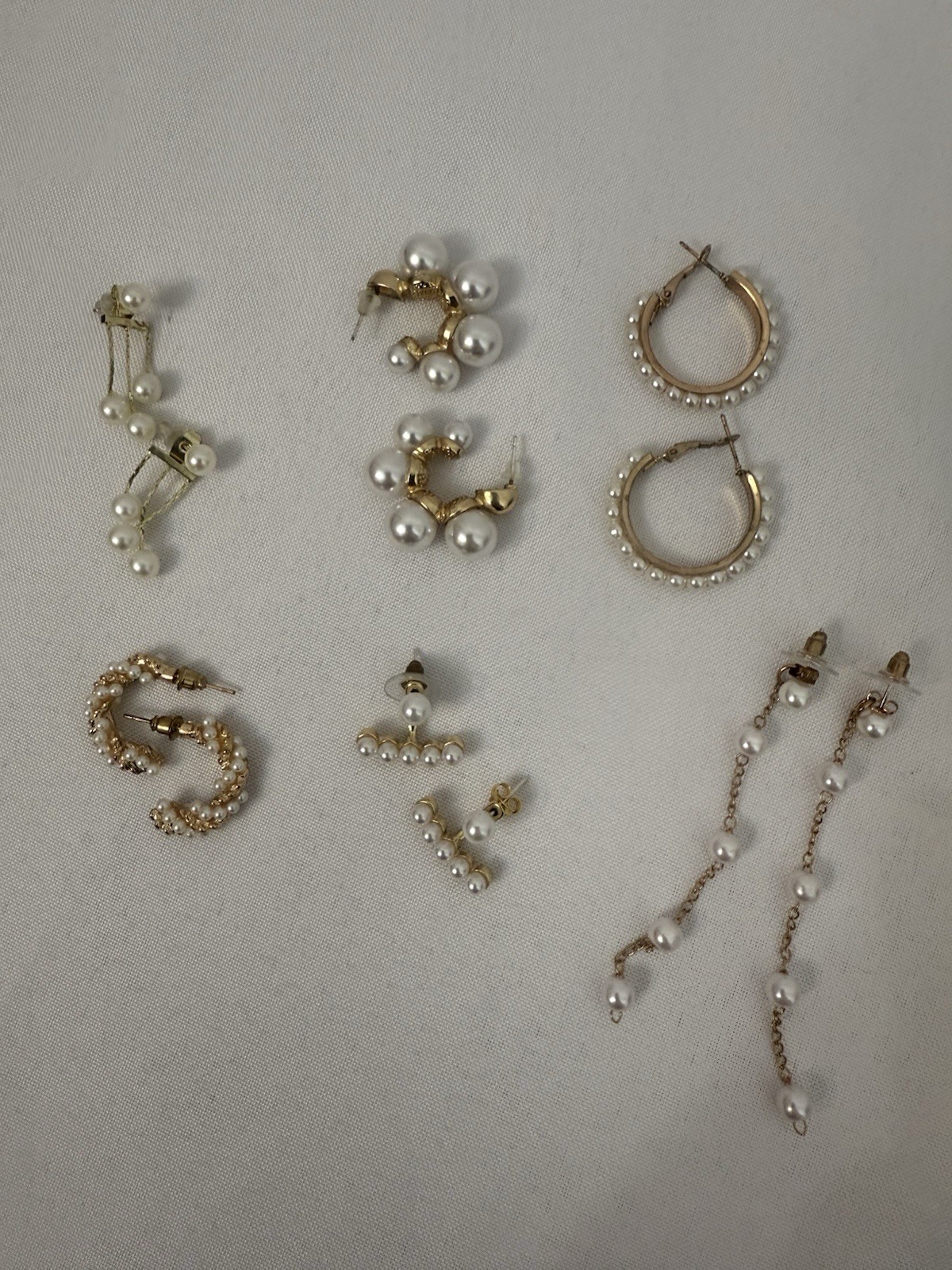 34 Pairs Gold Tone Pierced Earrings Various Styles Sizes