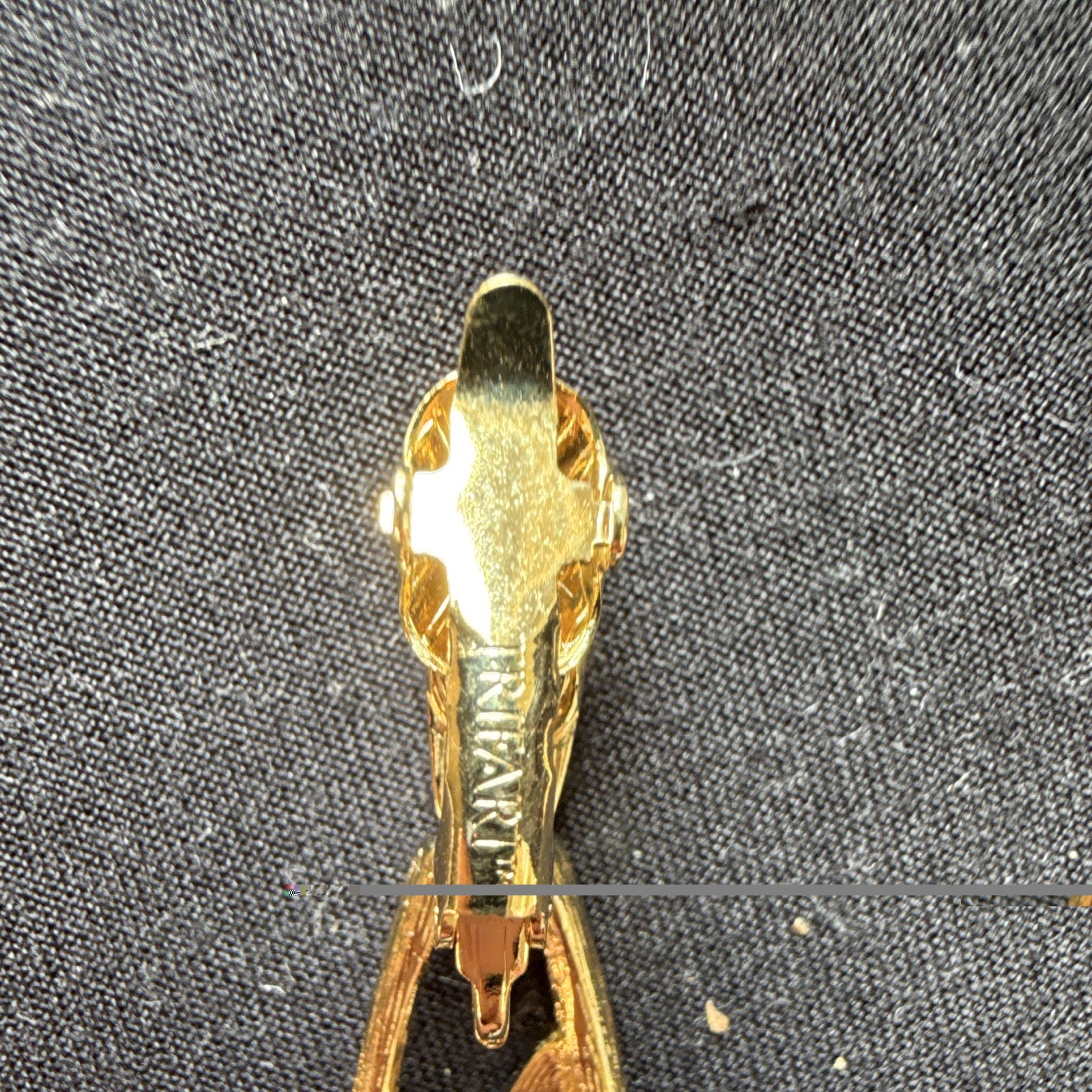Vintage Trifari Signed Teardrop Dangle Clip-On Gold Tone Earrings