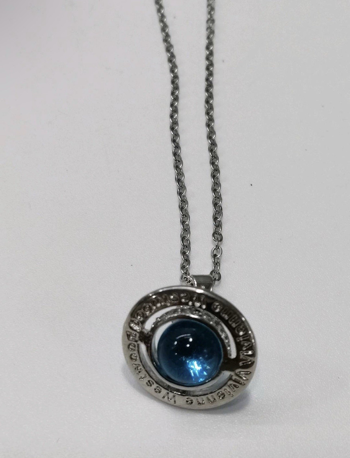 Vivienne Westwood Platinum Ocean Blue Tiny Orb Pendant Necklace