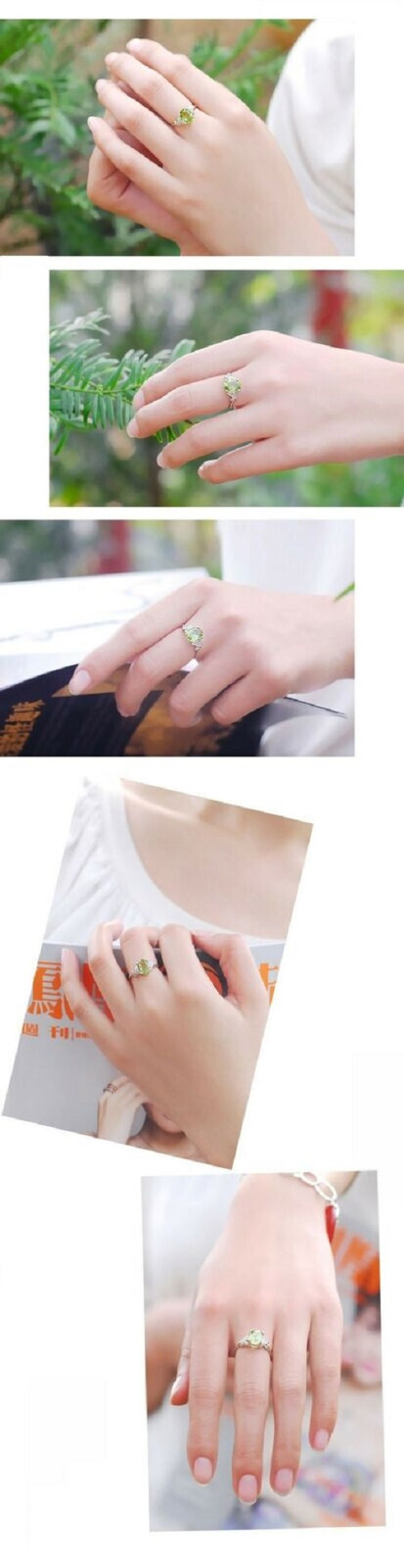 2 Carat Simulated Peridot Gemstone Engagement Ring on Sterling Silver