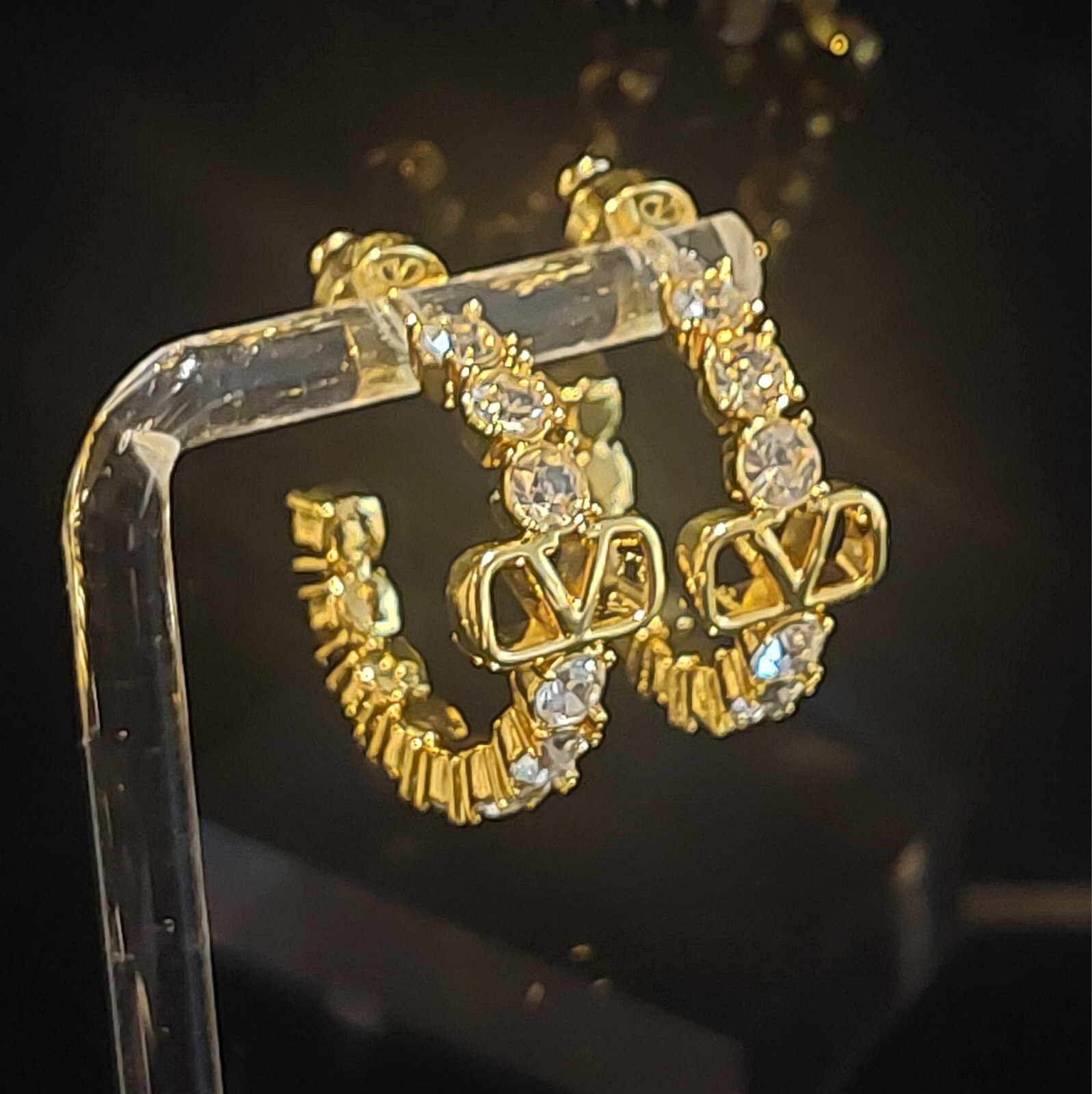 VALENTINO HOOP CRYSTAL EARRINGS – Box & Dust Pouch included.