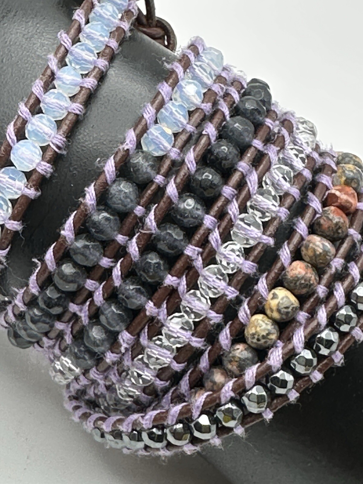 Lizou Beaded Wrap Bracelet 34” Long 5/16” Wide Earth Tones Bohemian Style