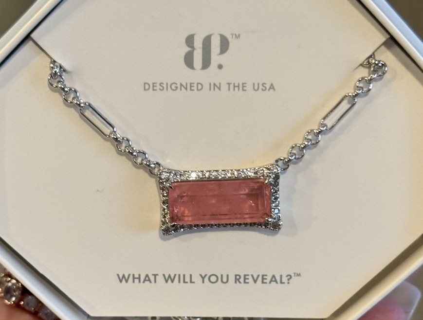 Bomb Party BP Darling Your the Moment, NK23005, Rose Quartz on Rhodium Plating