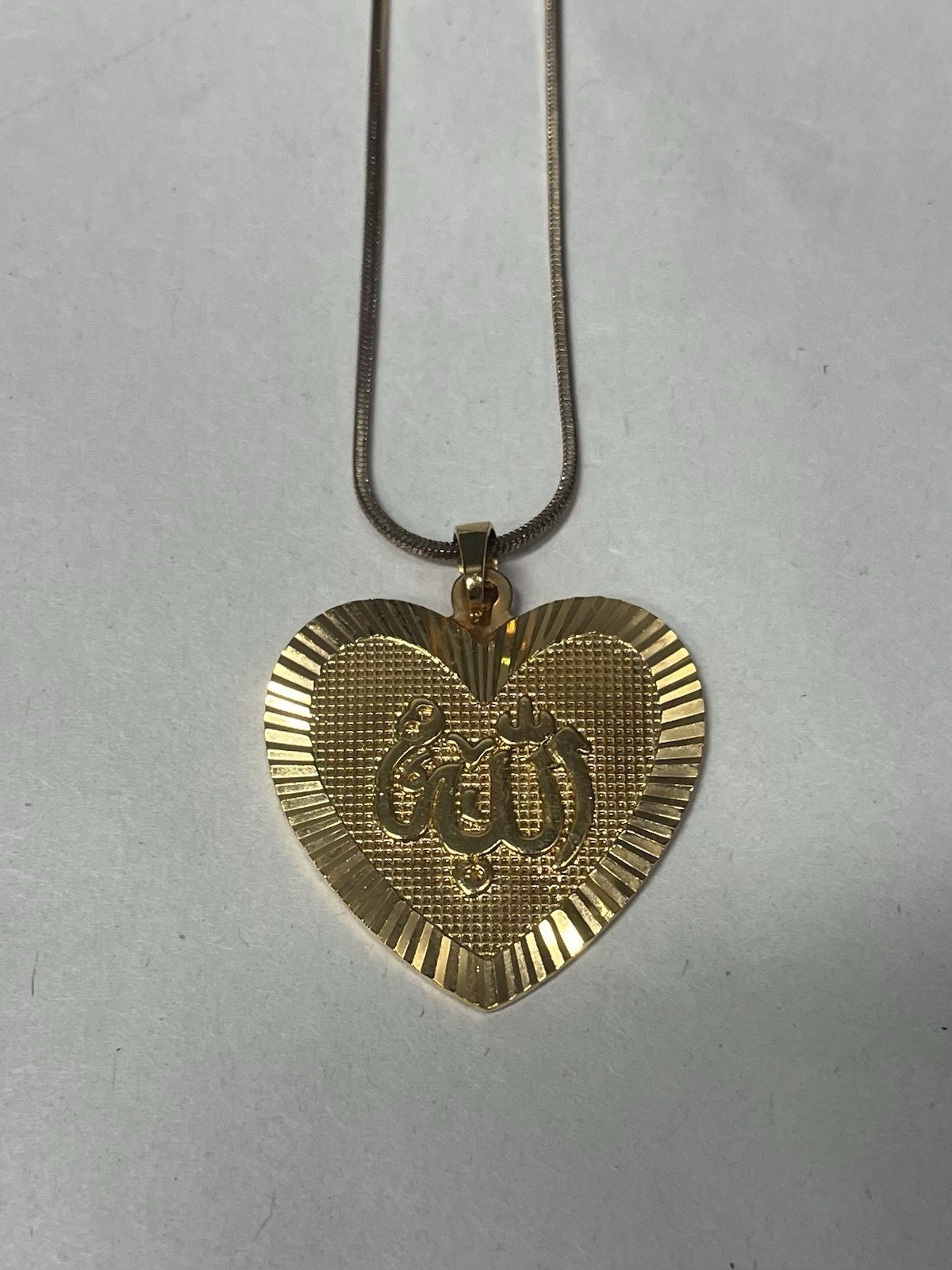 Xuping Gold Tone Allah Heart Pendant Arabic Islamic 18” Necklace