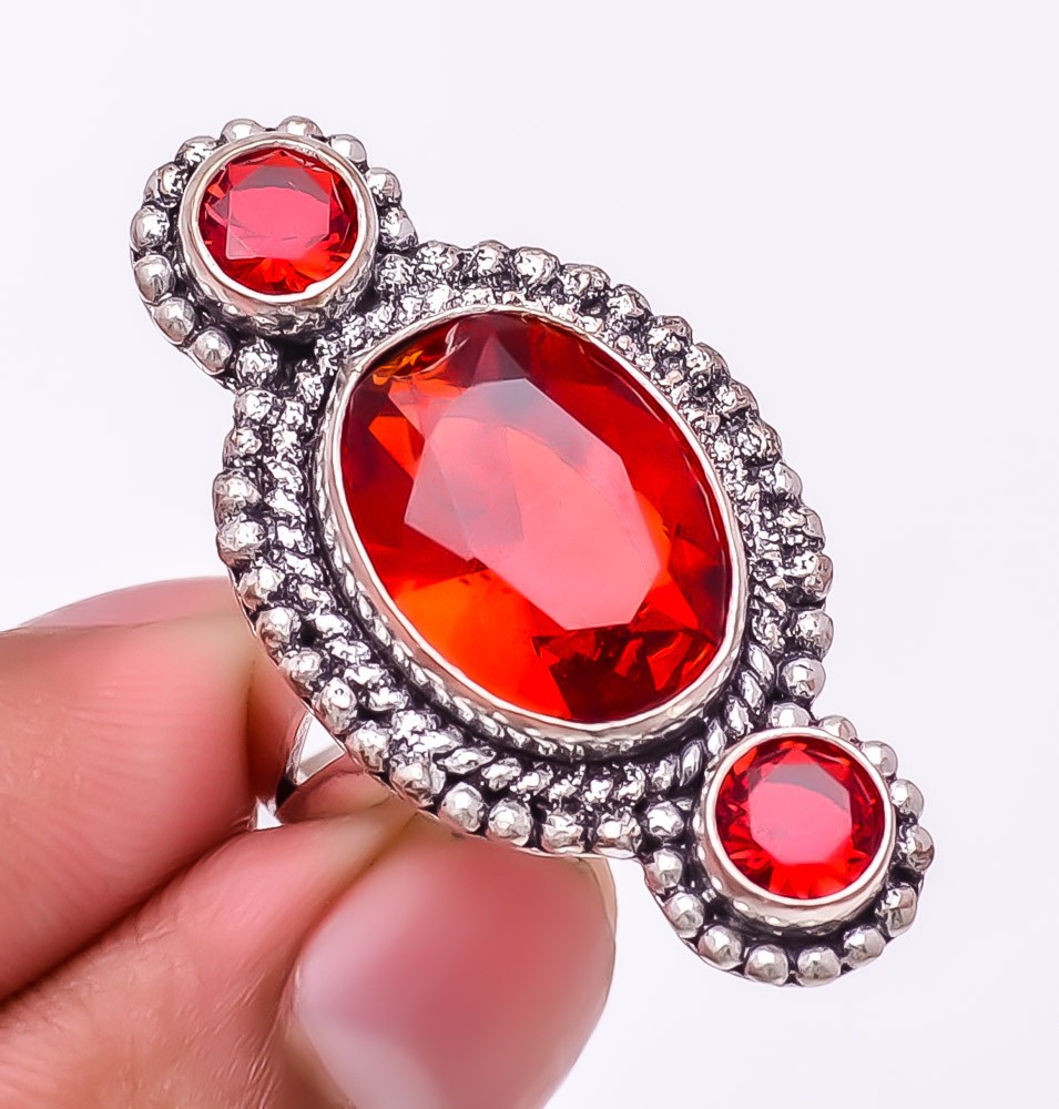 Mozambique Garnet Gemstone 925 Silver Plated Jewelry Ring s.8 W2478
