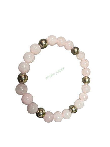 Rose Quartz & Hematite Beaded Stretch Bracelet Healing Crystal Love Stone