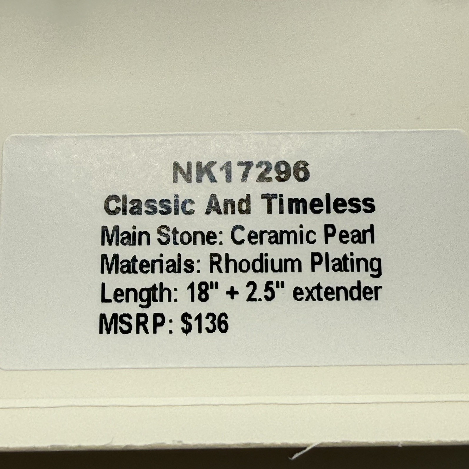 NK17296 Bomb Party NK17296 – Classic And Timeless Ceramic Pearl – rhodium plated