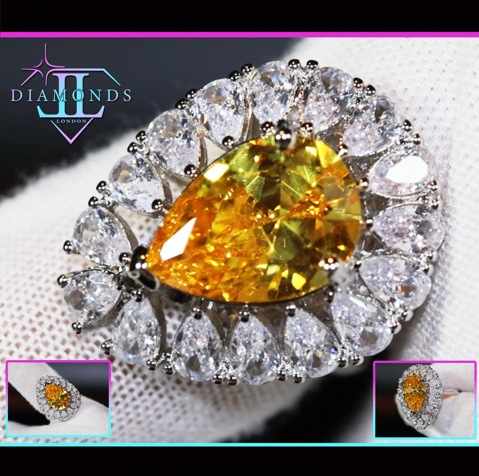 Yellow Diamond Ring, Yellow Simulated Diamond Ring, Yellow Engagement Ring