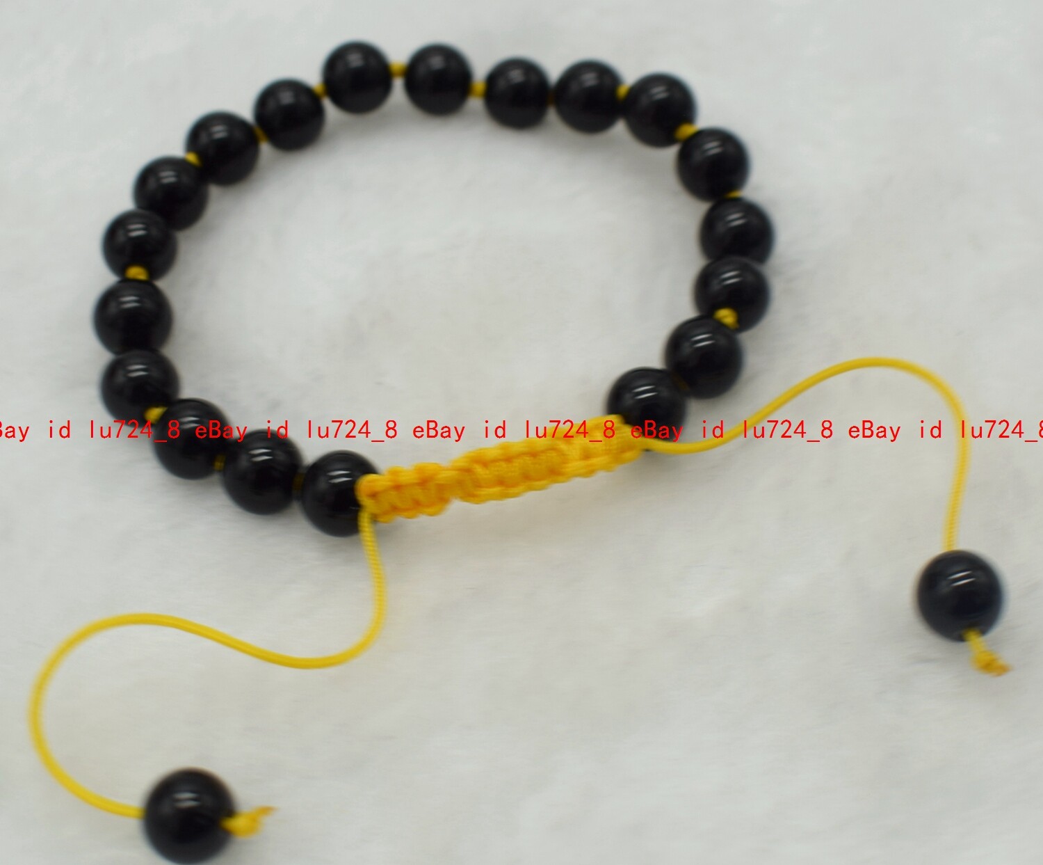 Genuine Black Agate Men Women Sorts of Gems Round Beads Braided Bracelet 7.5″