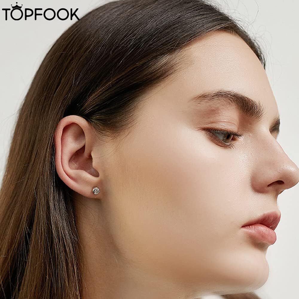 925 Silver Bezel Set Round Studs, 1 CTW (6.35mm)