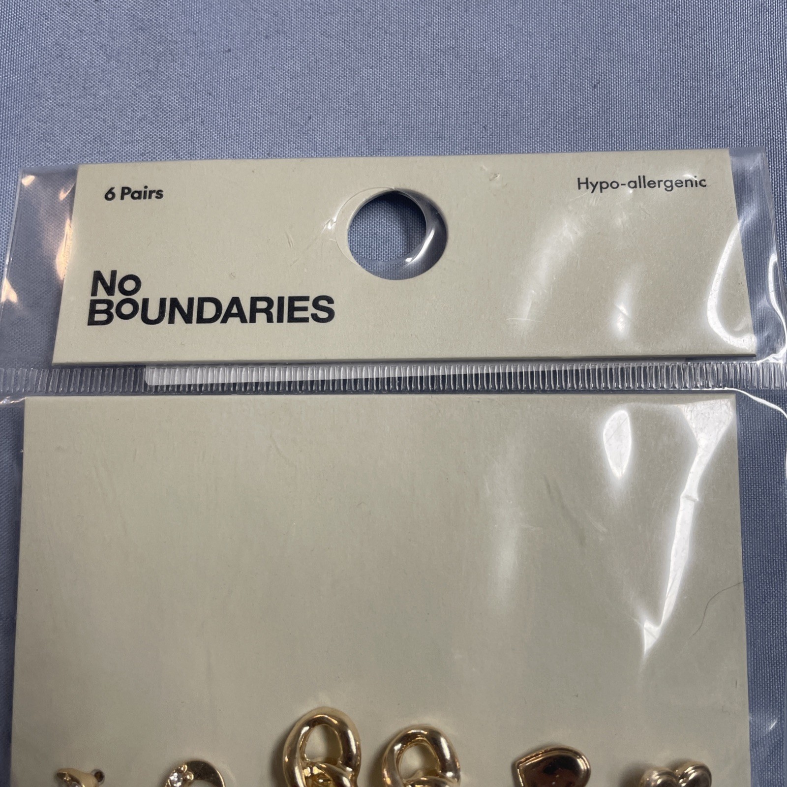 No Boundaries Hypoallergenic 6-Pair Gold Toned Heart Earrings Set New