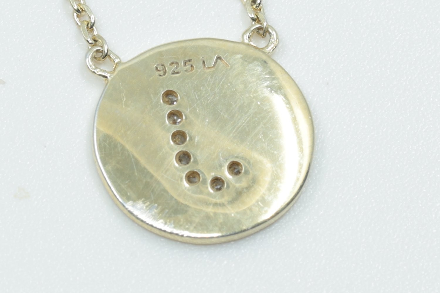 Sterling Silver Gold Tone Initial J Disc Pendant Necklace 925 Pave Stones 18