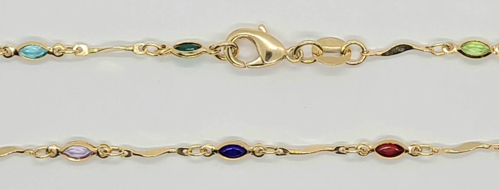 Ankle Bracelet Gold Filled with Colored Stones 10 inches Long new # 55 Dk