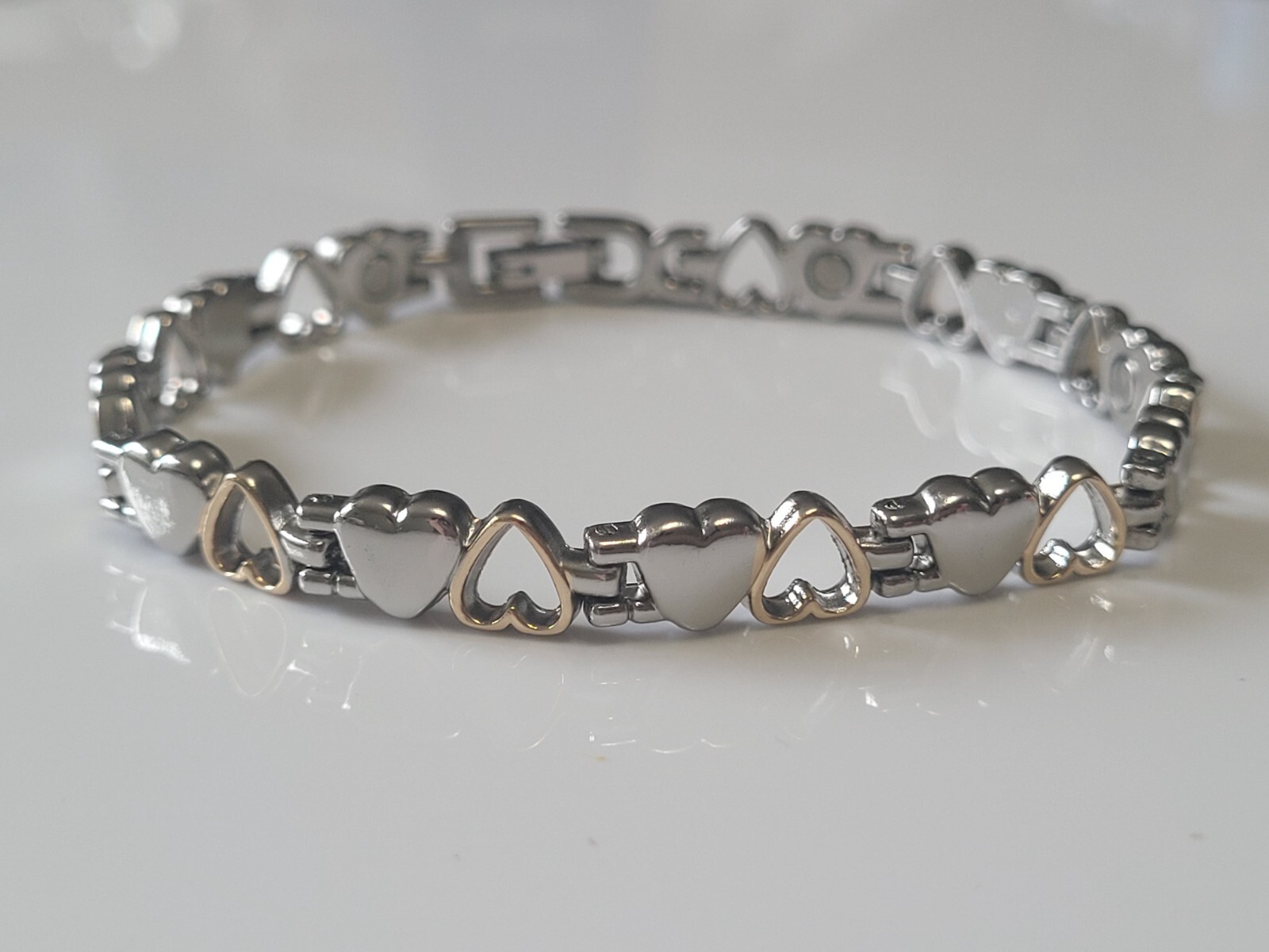 Silver & Gold Plated Magnetic Link Bracelet – Two Tone Magnetic Bracelet Love
