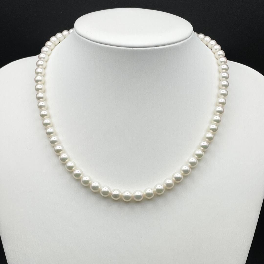 Akoya Pearl Hanadama Necklace Approx 7mm-6.5mm Silver From Japan