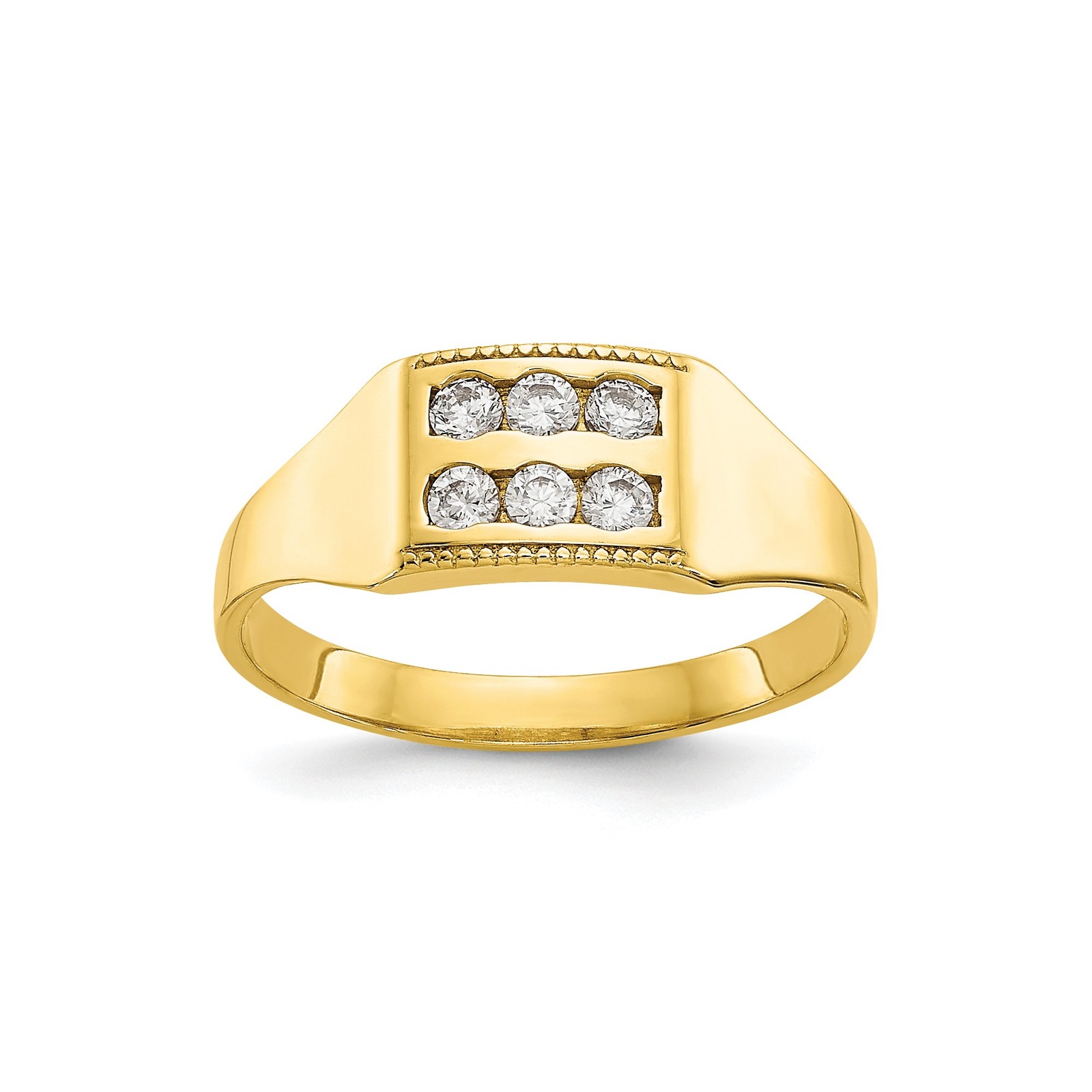 10k Polished 2-Row CZ Size 3 Baby / Childs Ring Womens
