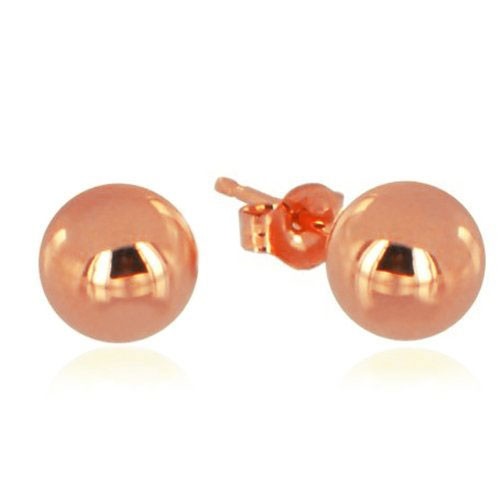 6mm All Polished Ball Stud Earrings Friction Backs Real 14K Rose Pink Gold