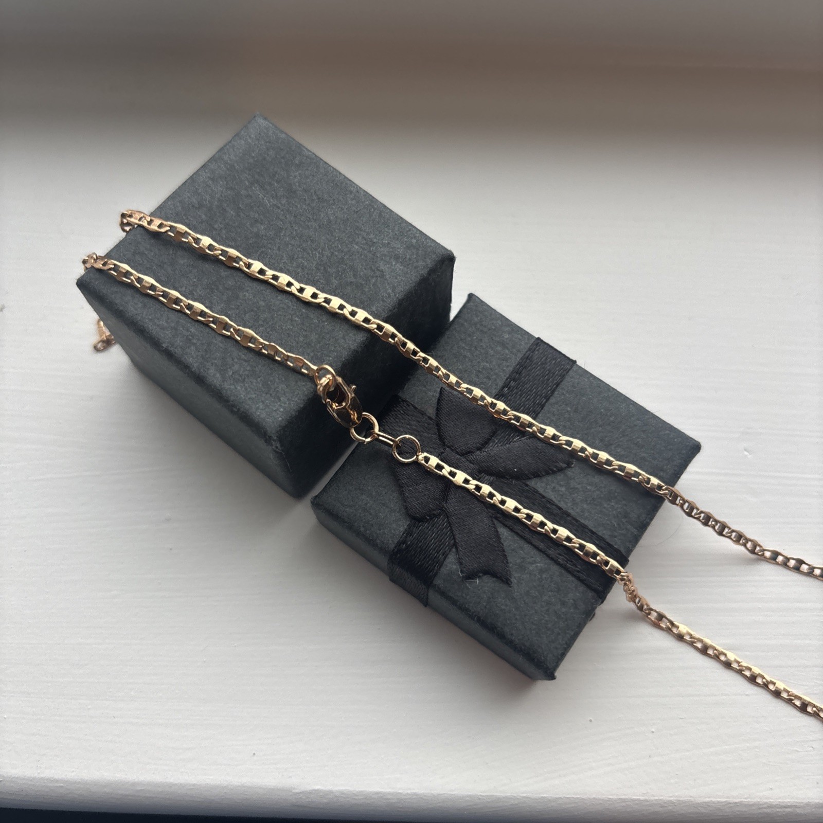 Thin Mariner Link Classic Chain Necklace | Rose Gold Plated 18” | NEW Timeless