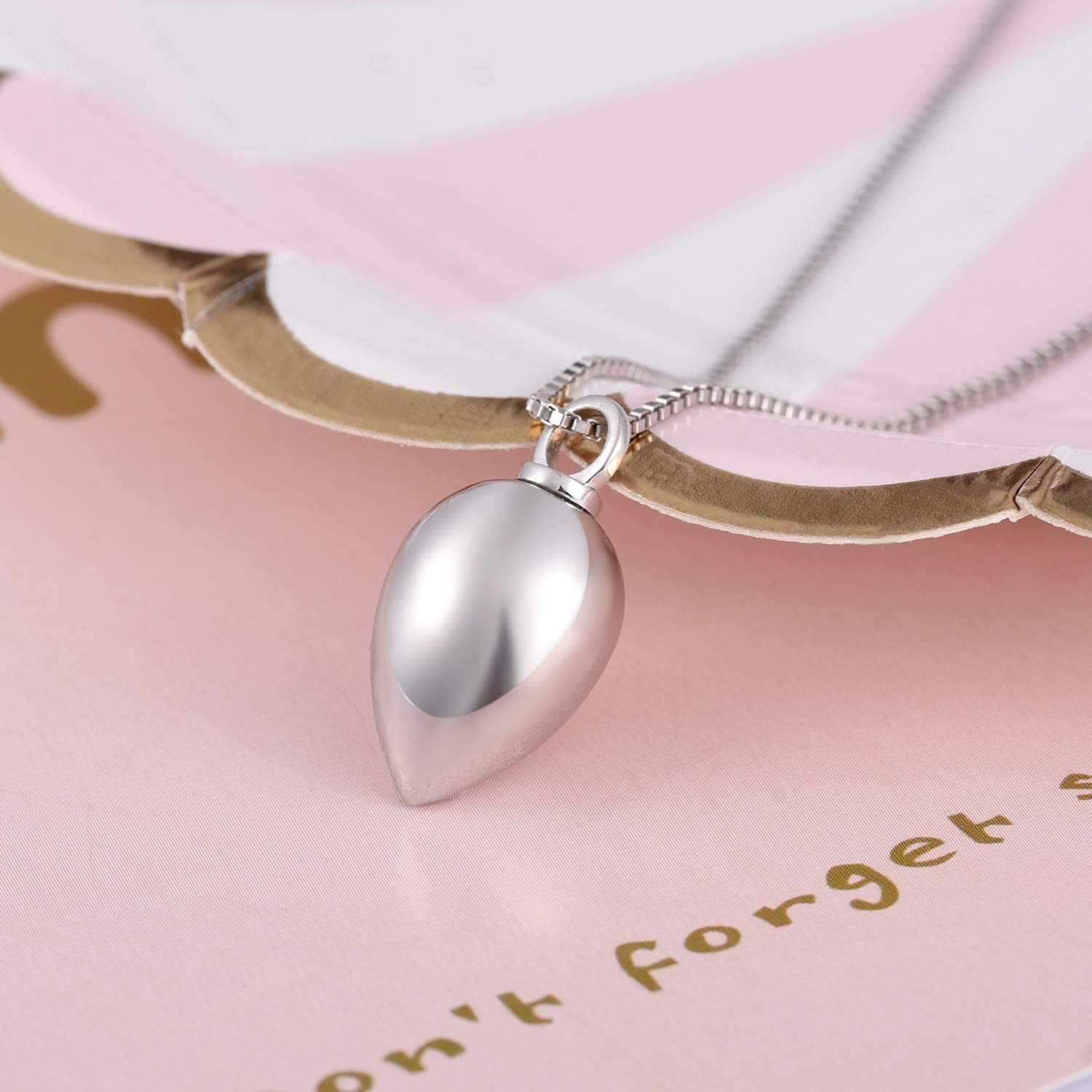 Sterling Silver Ashes Keepsake Urn Necklace Always inMy Heart Cremation Memorial