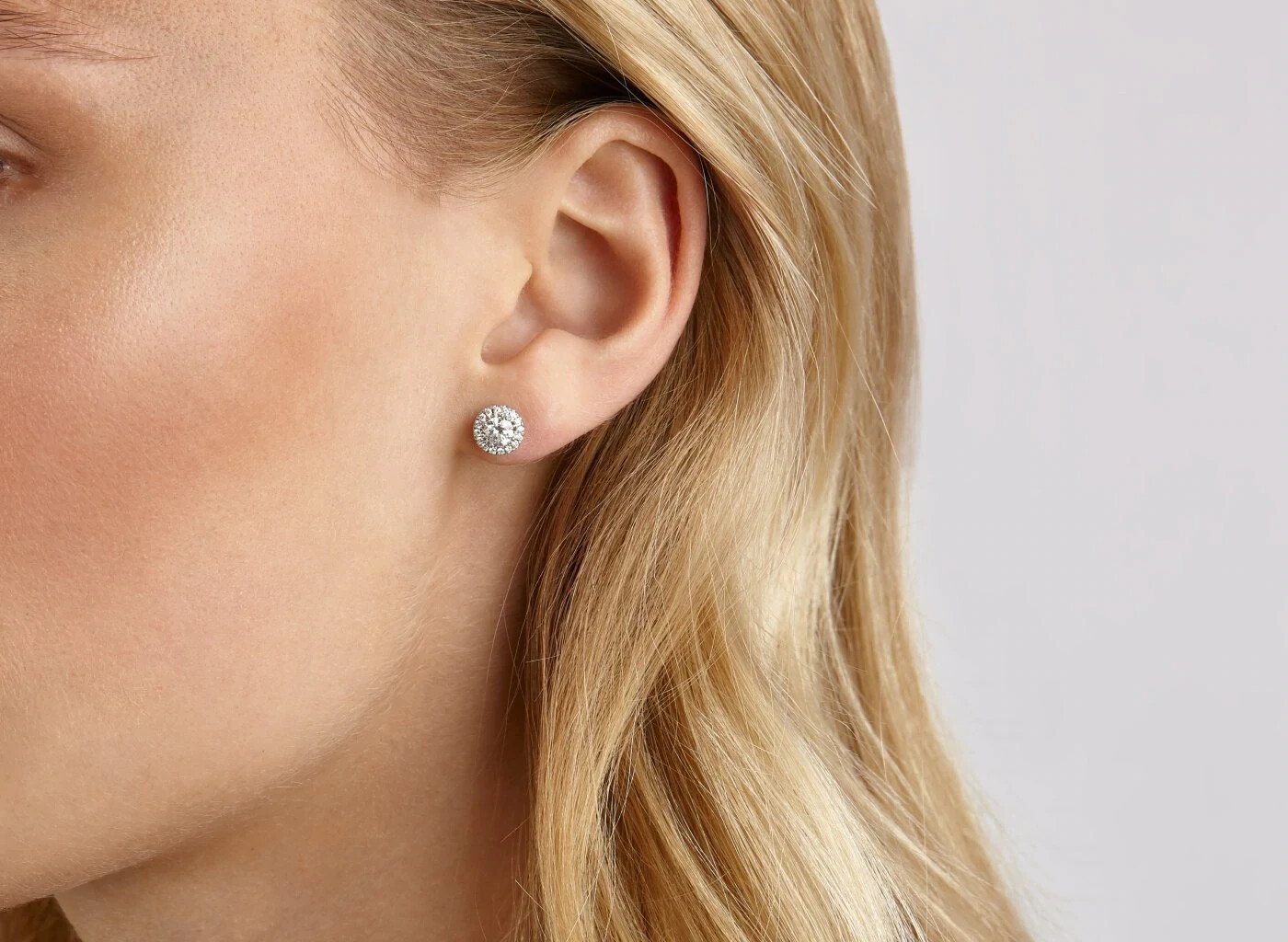 Men & Women 925 Sterling Silver Round Cubic Zirconia Halo Stud Earrings – Gift