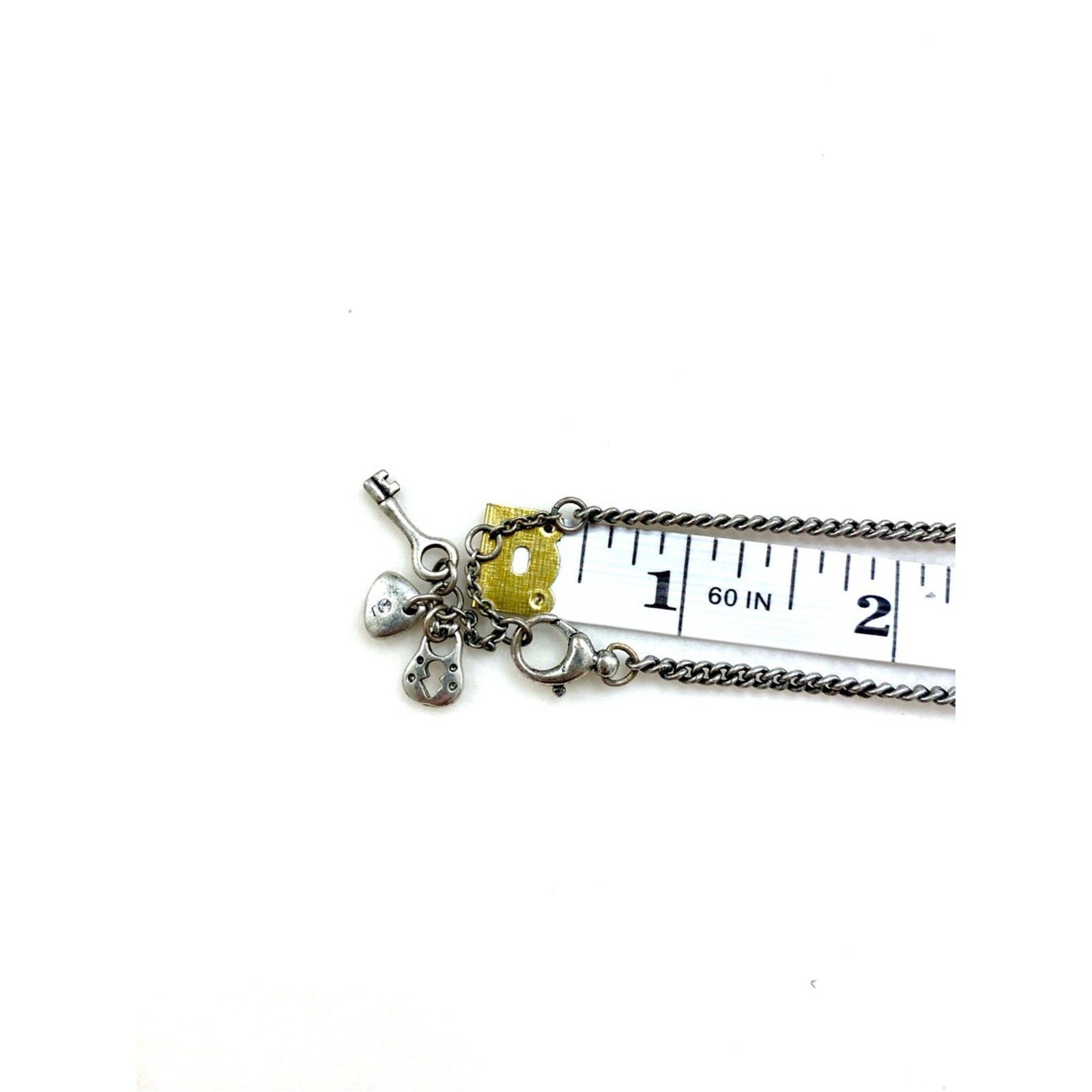 Fossil Silver Baguette Crystal Curve Necklace