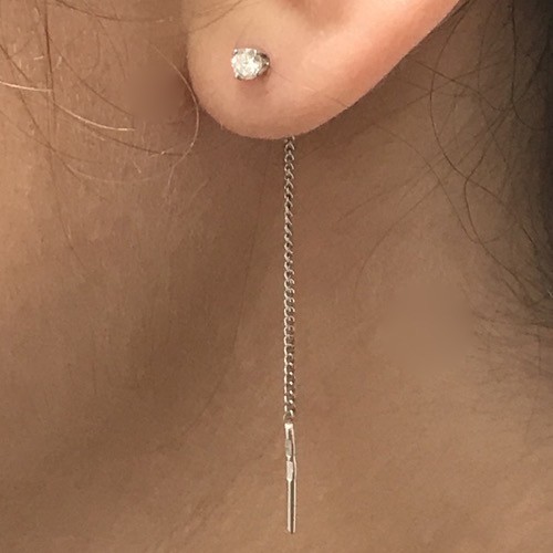 0.30 ct Diamond Chain Threader Drop Earrings Station Dangle 14k Gold F/ NATURAL