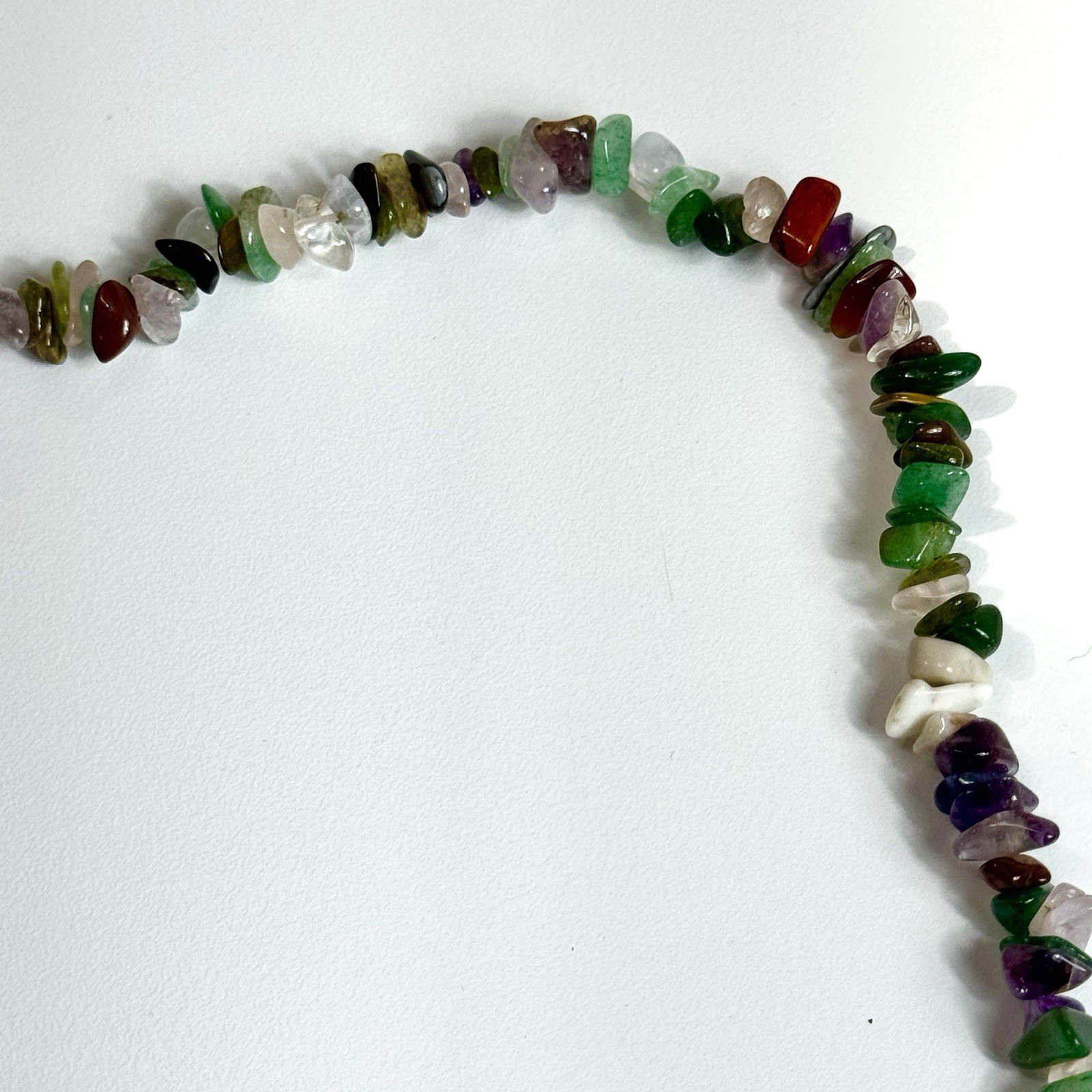 Chip Bead Necklace and Dangle Earrings Set Multi Color Glossy Boho Long Layering