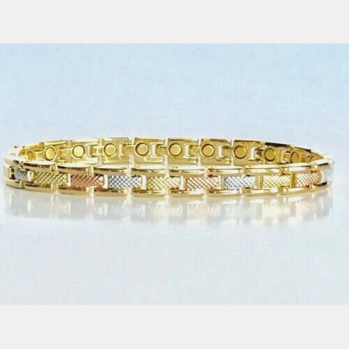 Magnetic Bracelet GOLD SILVER & COPPER TONE Size 7 1/2″ 💝 Beautiful Gift