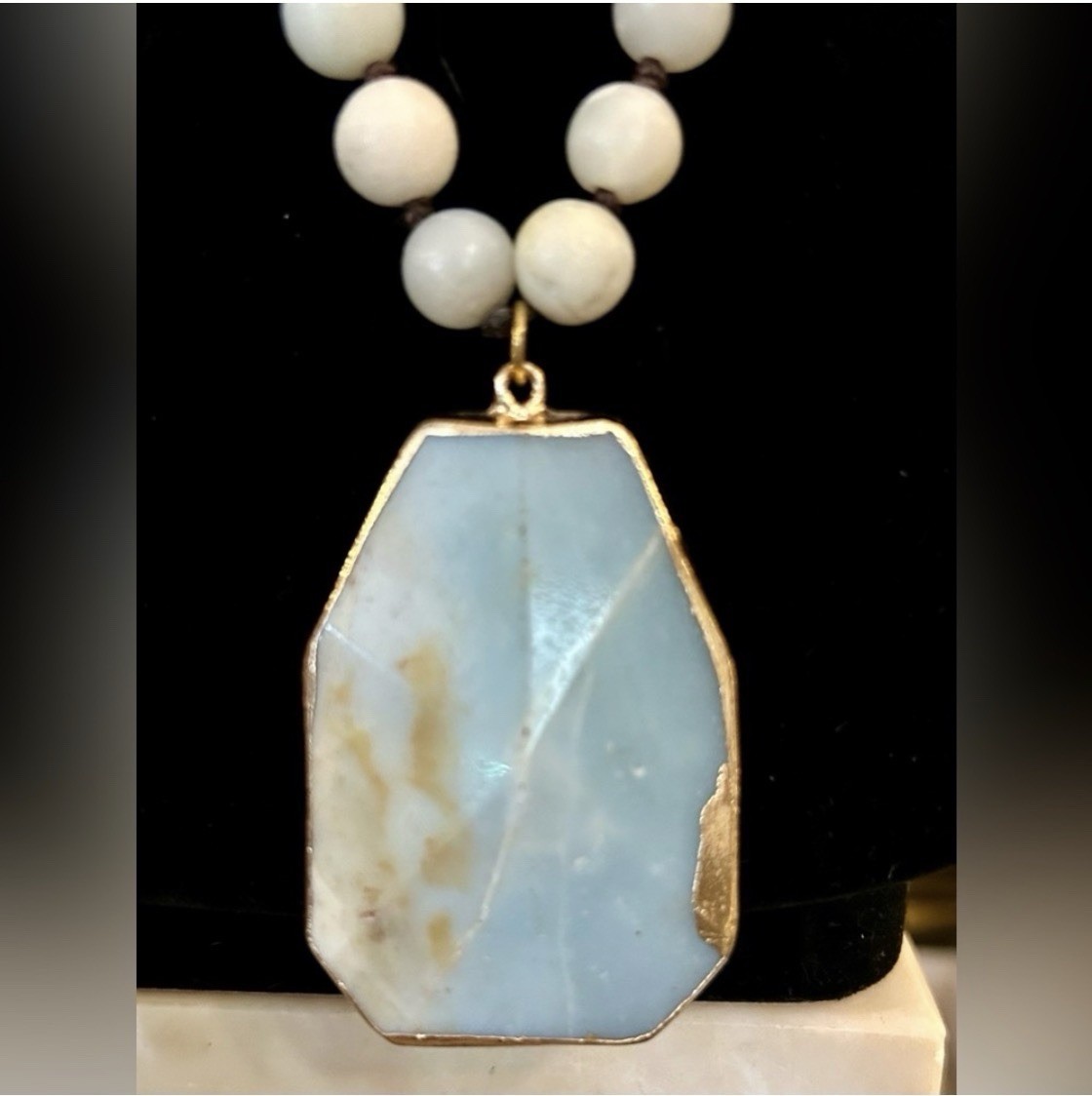 Artisan Matte AMAZONITE Stone Necklace with Pendant Boho Hippie