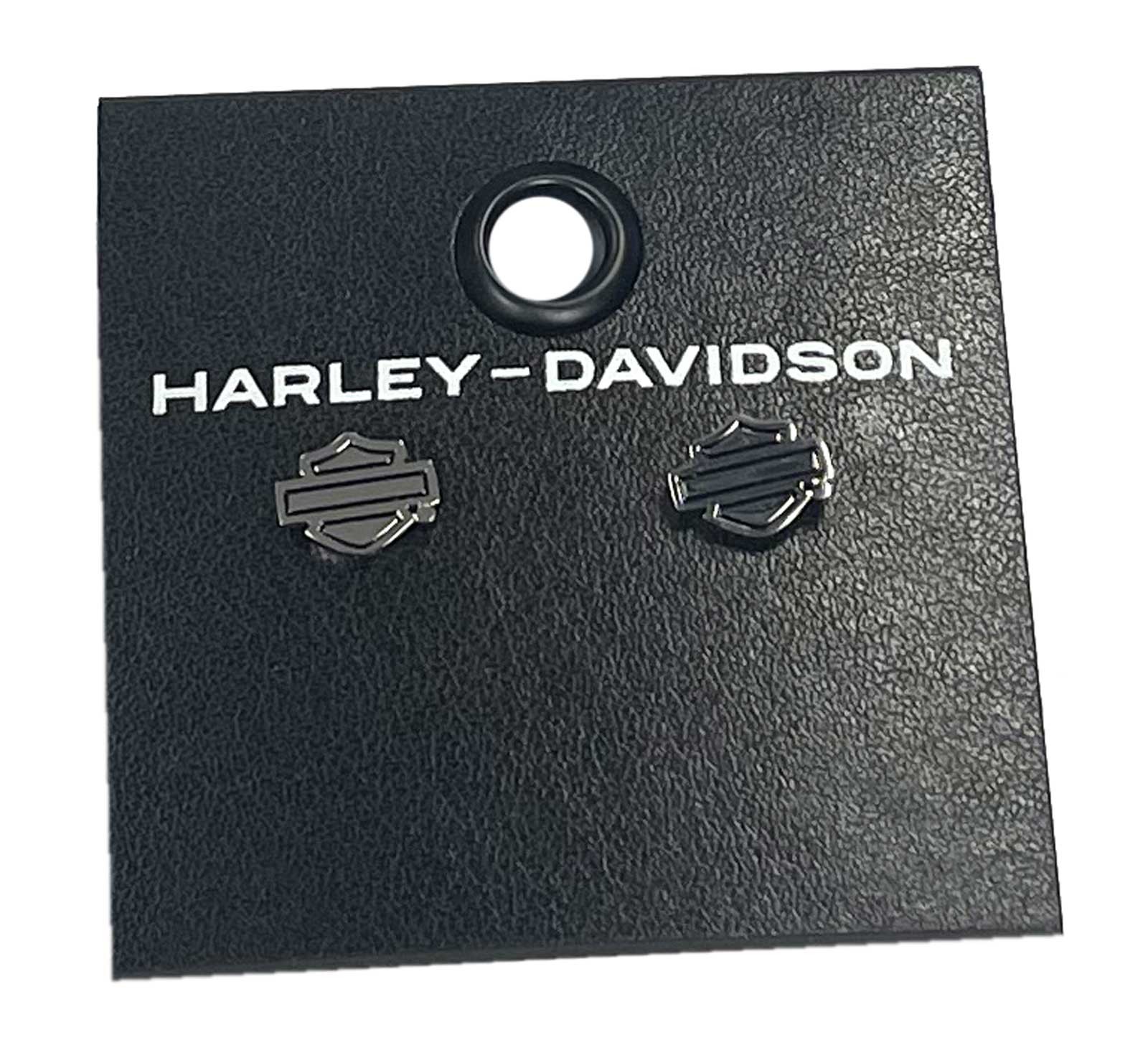 Harley-Davidson Women’s 8mm Bar & Shield Logo Stud Earrings, Stainless Steel