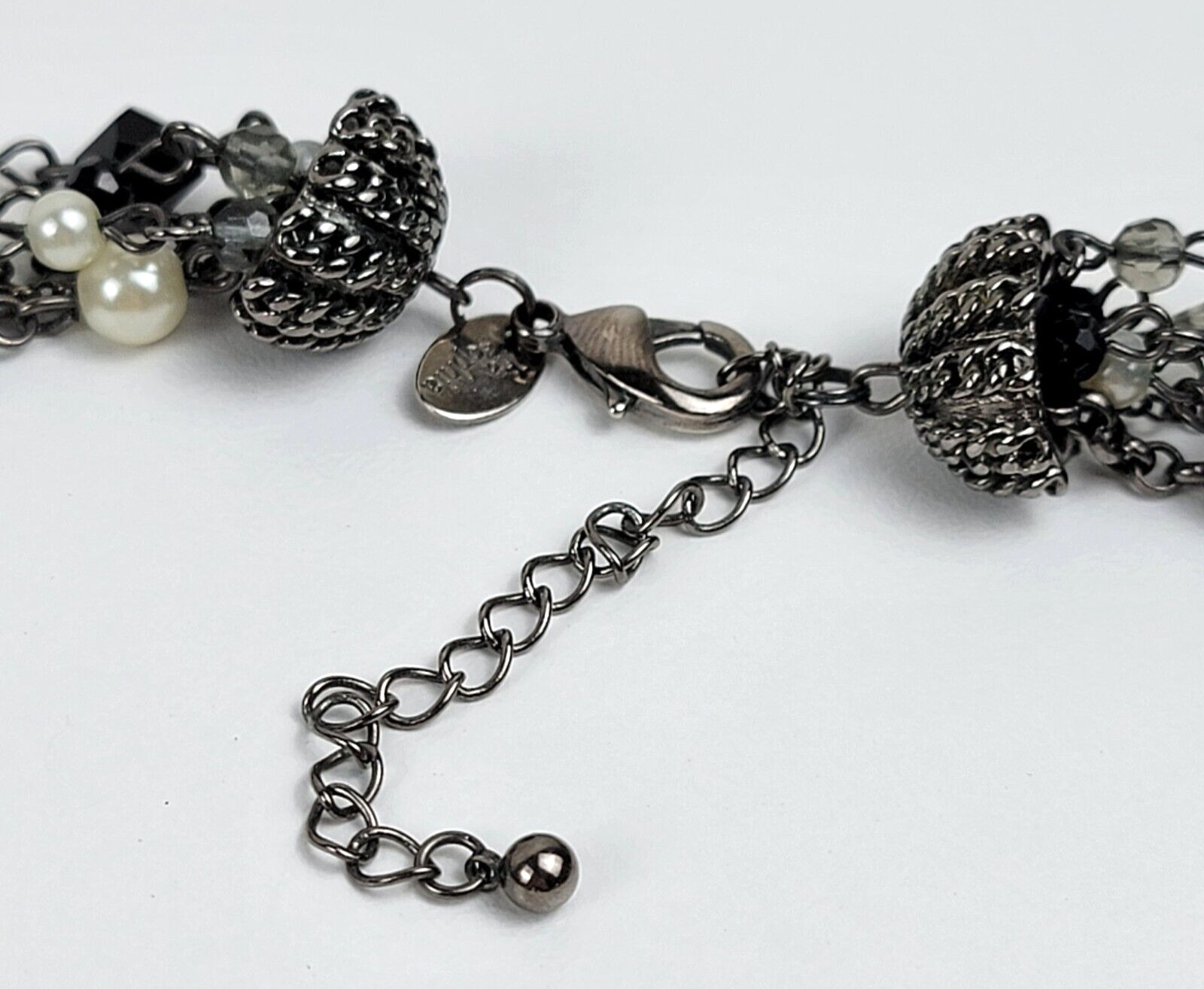 Lia Sophia Silver-Tone Multicolor Bead Charm Layered Necklace 5-Row 20.5 In