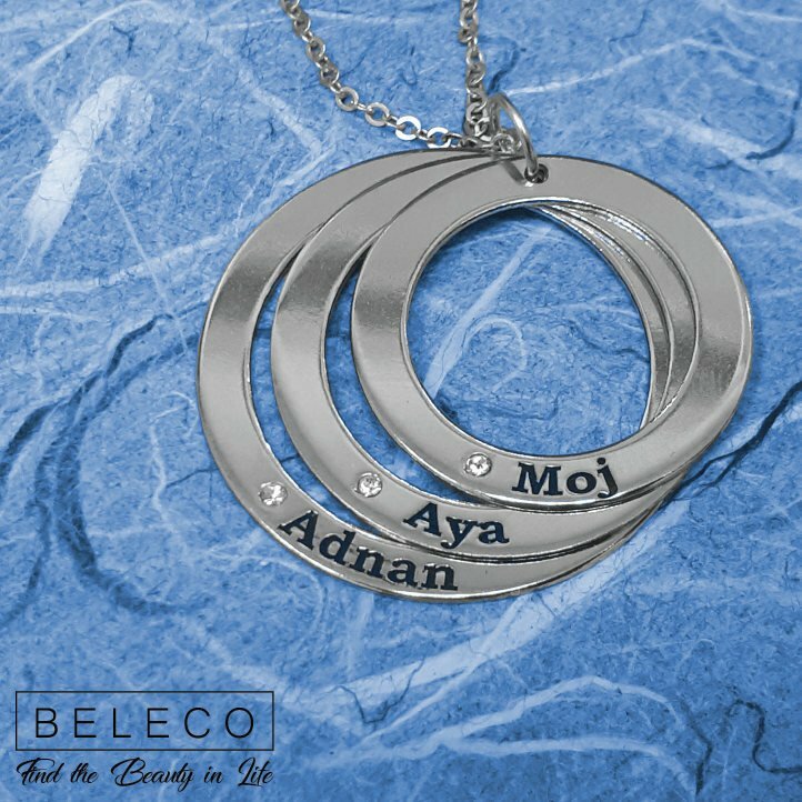 Customize Three Circle Necklace Personalized 3 Rings Jewelry Circles Pendent