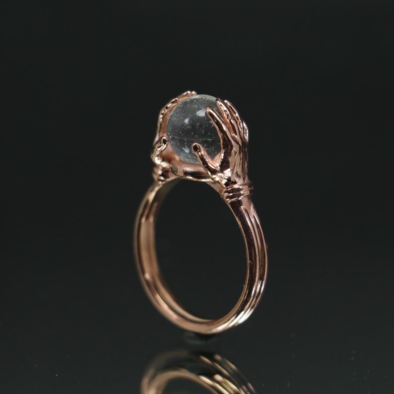 Mystical Silver Hand-Held Crystal Ball Ring – Unique Artistic Statement Piece