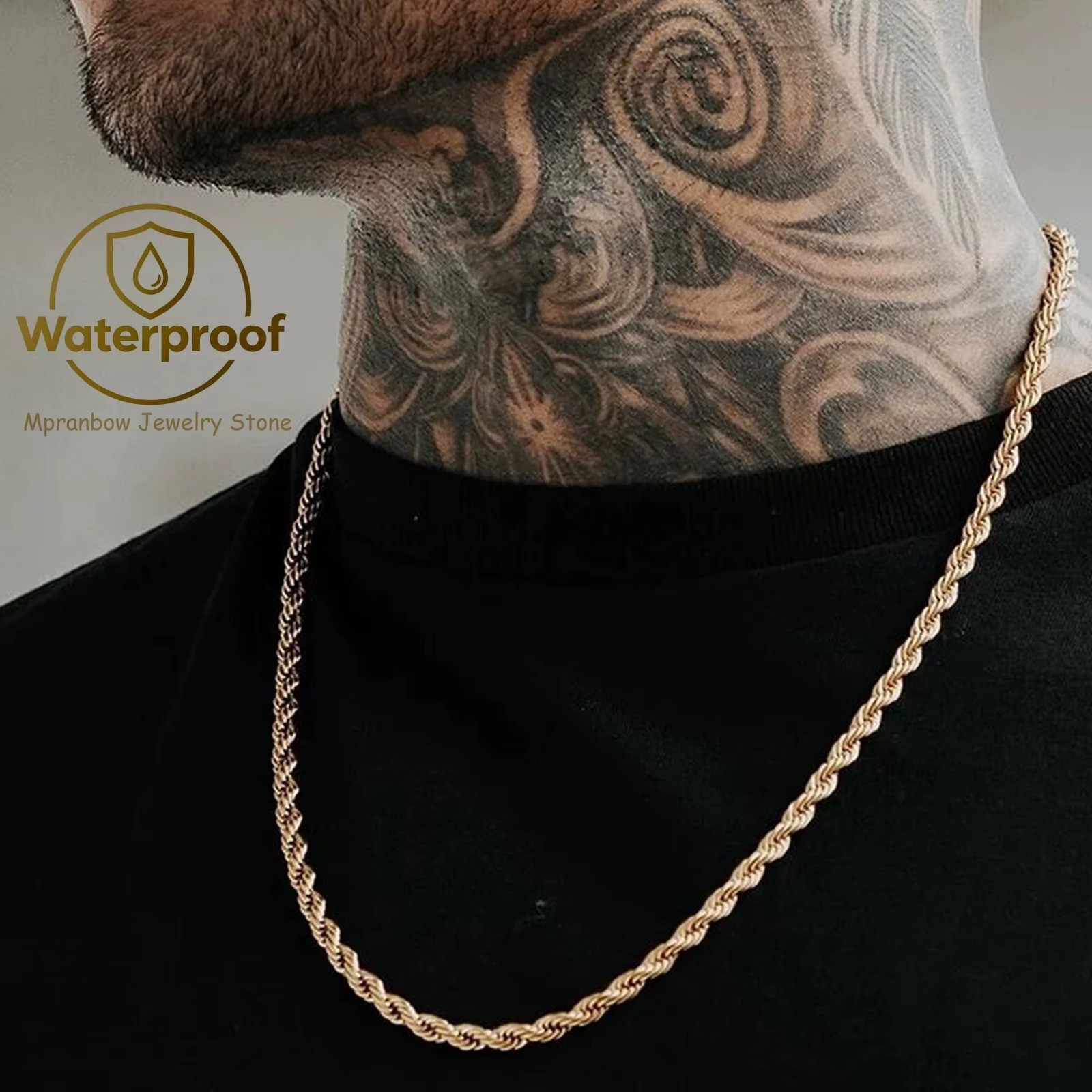 Punk Rope Chain Necklace Stainless Steel Twisted Long Necklace Hiphop Jewelry