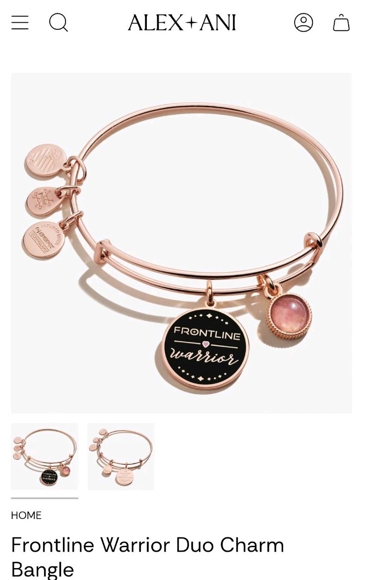 Alex and Ani ” Frontline Warrior ” Rose Gold Duo Charm Bangle Bracelet 🔆 New