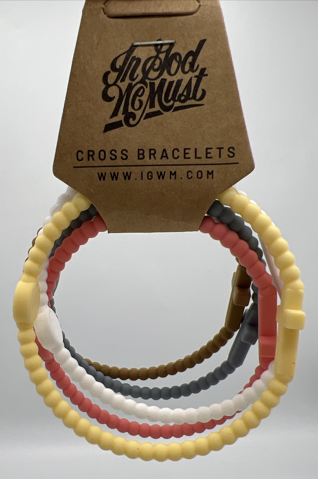 In God We Must Cross Bracelet Religious Silicone 5 Pack Stretchy Large Bracelet